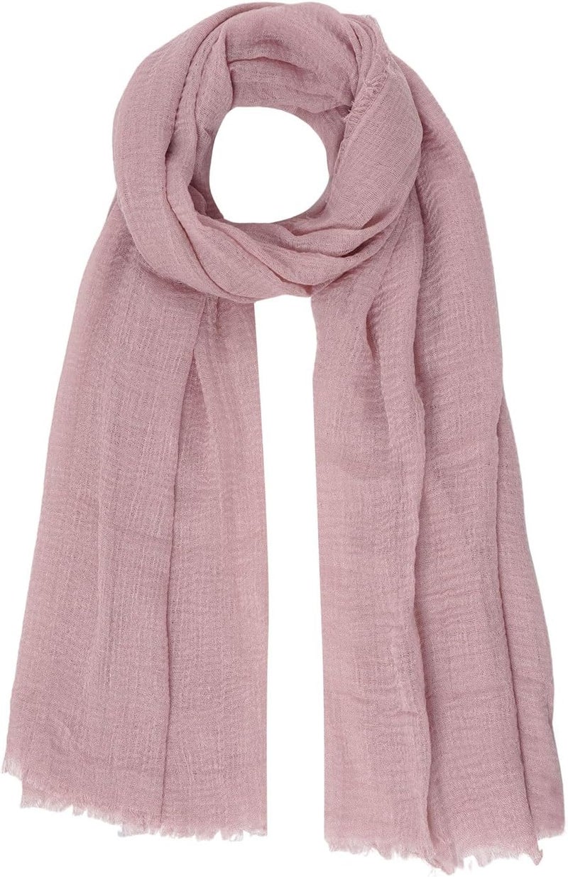Nydotd Women Summer Cotton Linen Scarf Crinkle Long Beach Shawl Wrap hijab with Fringe - Image 1